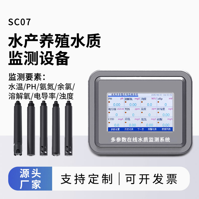 水產(chǎn)水質(zhì)監(jiān)測參數(shù)（水溫、ph、氨氮、余氯、溶解氧、電導(dǎo)率、濁度）